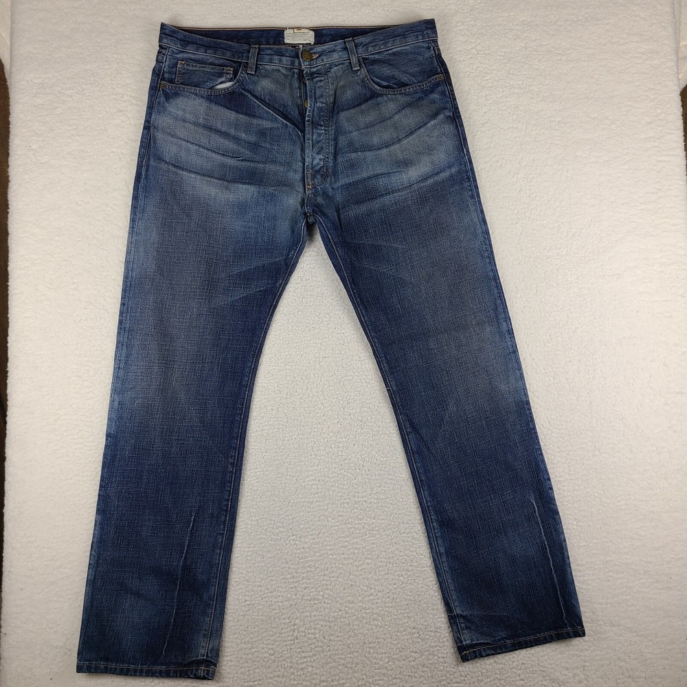 Current Elliott Jeans Mens‎ 38x33 Blue Straight Leg Button Fly Dark Wash Denim